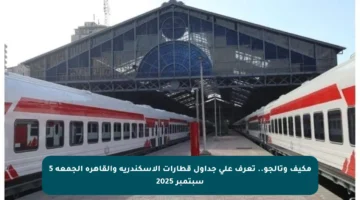 مكيف وتالجو.. تعرف على جداول قطارات الإسكندرية والقاهرة الجمعة 5 سبتمبر 2025